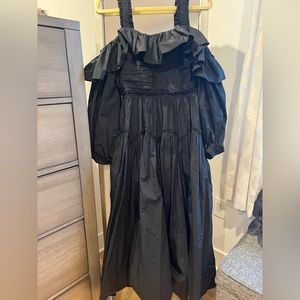 Caprice Ruffled Cotton Poplin Cold-Shoulder Midi Dress